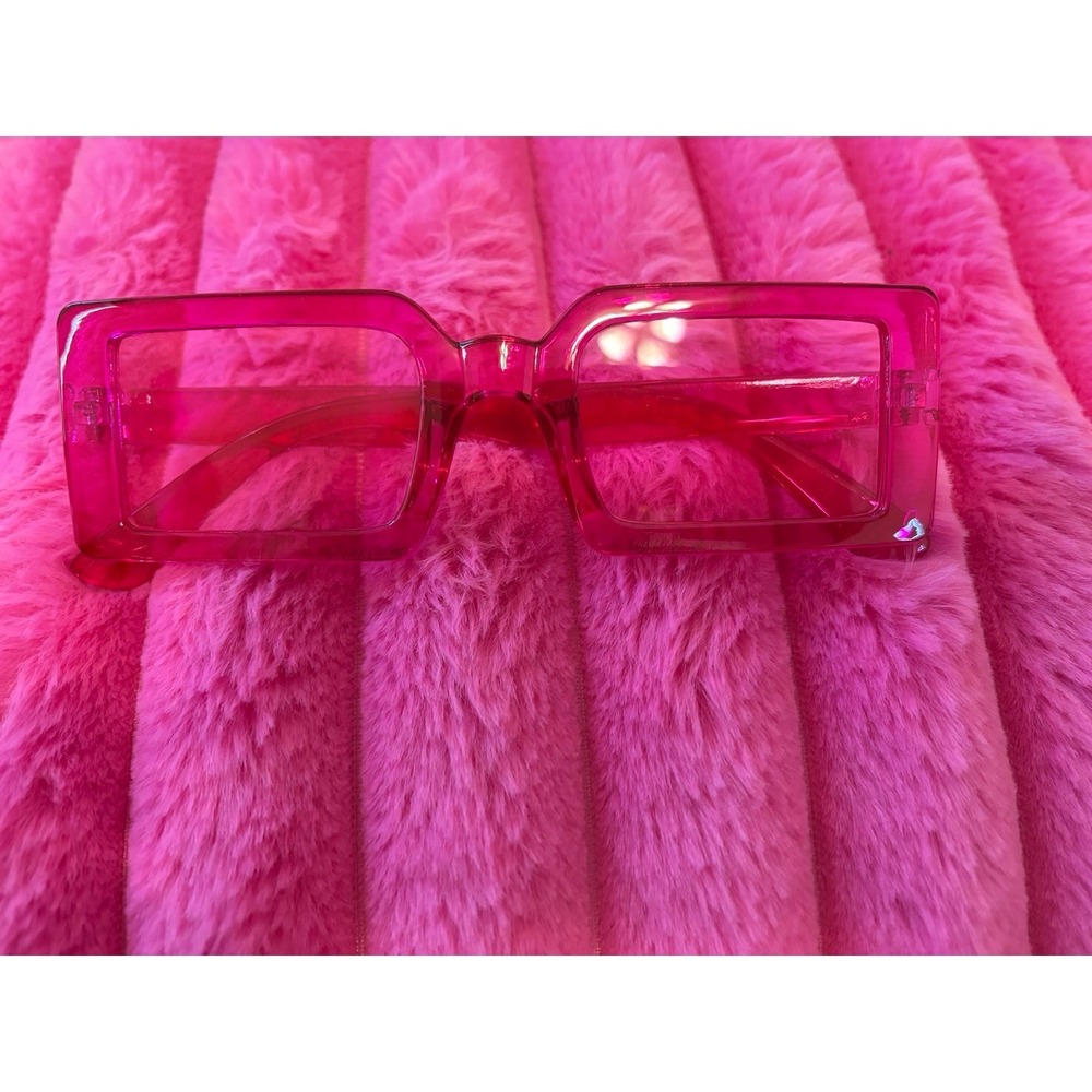 Oversized Hot Pink Square Fashion Glasses | Barbiecore Y2K Retro Sunglasses